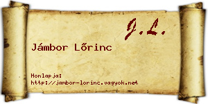 Jámbor Lőrinc névjegykártya